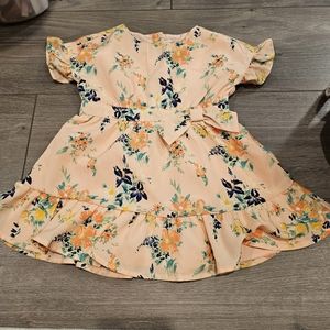 Janie and Jack girls floral flutter coral dress